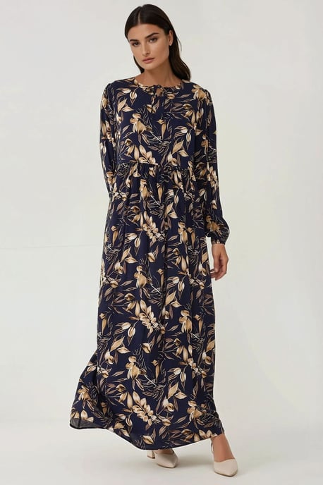 Bloemenprint Lange Mouwen Viscose Maxi Jurk - Image 3