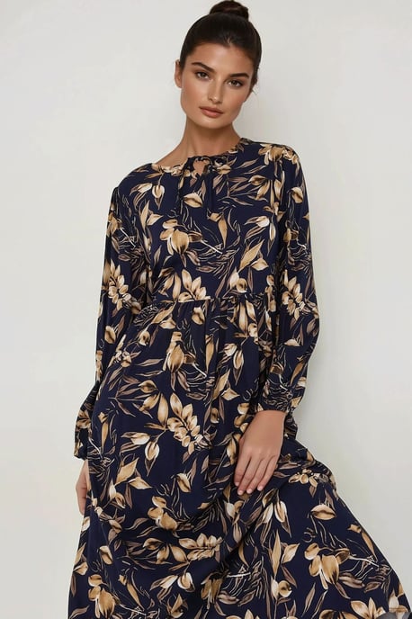 Bloemenprint Lange Mouwen Viscose Maxi Jurk - Image 4