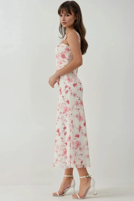 Geprinte Maxi-jurk met Hartkraag - Image 2