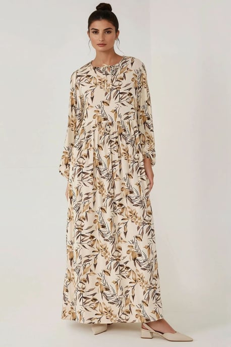 Bloemenprint Lange Mouwen Viscose Maxi Jurk - Image 3