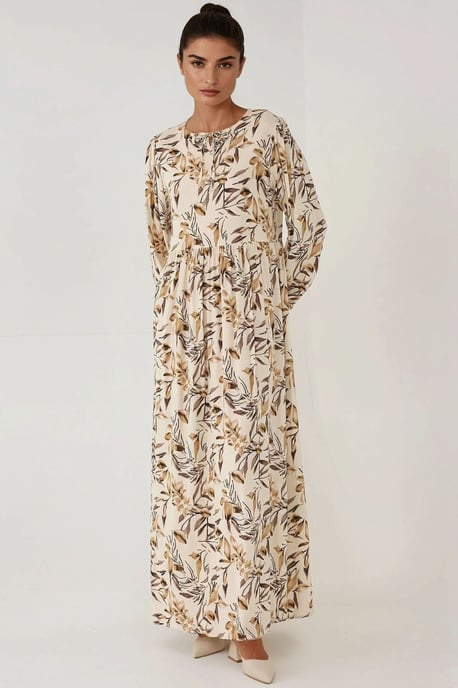 Bloemenprint Lange Mouwen Viscose Maxi Jurk - Image 4