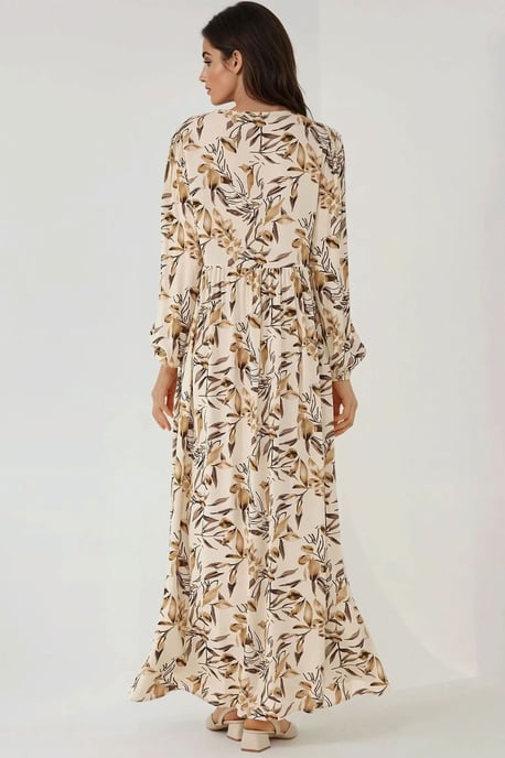 Bloemenprint Lange Mouwen Viscose Maxi Jurk - Image 5