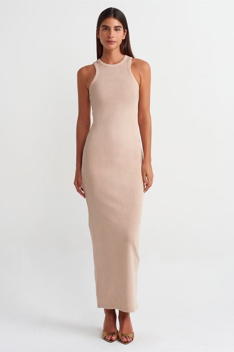 Geribbeld Bodycon Maxi Jurk - Image 1