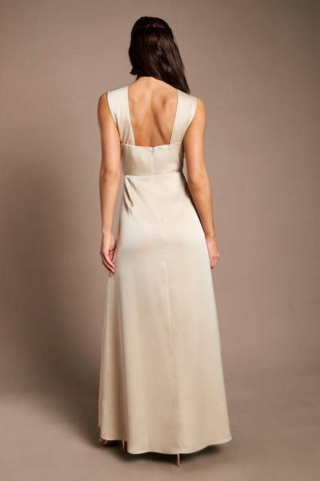 Twisted Halterneck Satin Maxi Bridesmaid Dress - Image 3