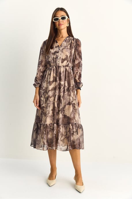 Paisley V-hals Midi-jurk - Image 2