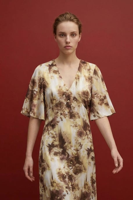 Abstracte Print Midi Jurk - Image 3