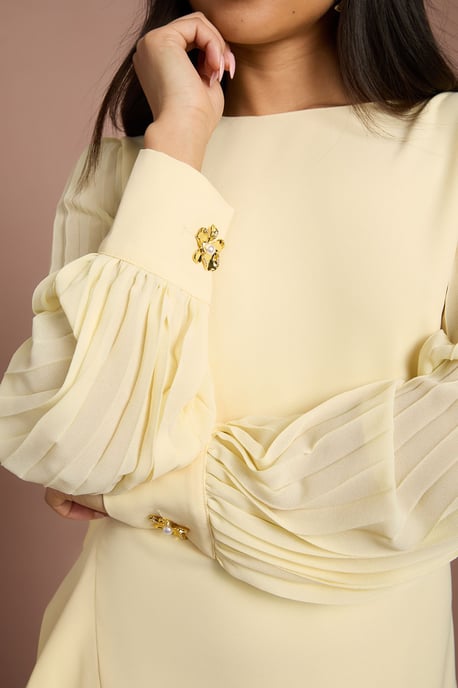Petite Long Sleeve Pleated Crepe Midaxi Dress - Image 4