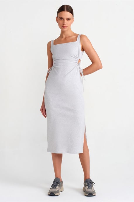 Sleeveless Bodycon Midi Dress With Cut-Out - Image 1