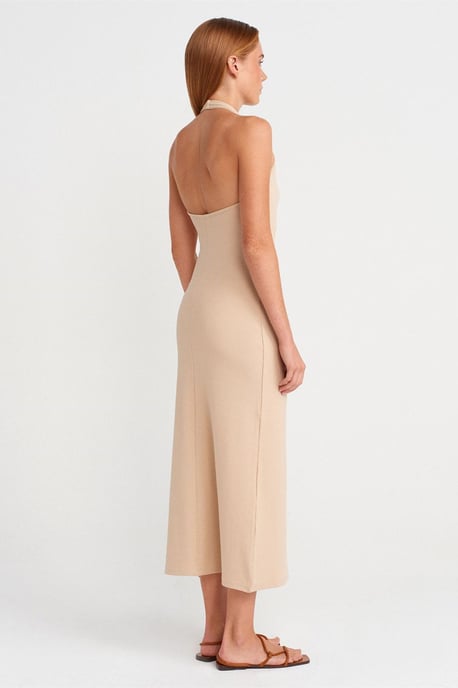 Ribbed Halter Midi Dress With Slit - Image 2