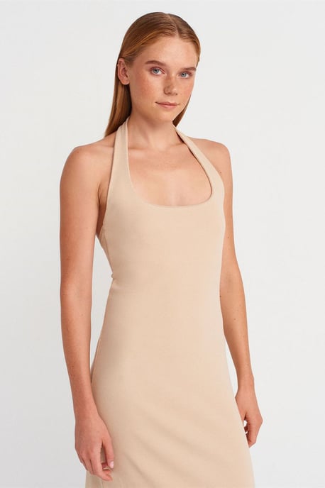 Ribbed Halter Midi Dress With Slit - Image 4