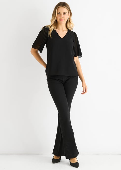 Midi-klänning i svart velour med folieeffekt - Image 1