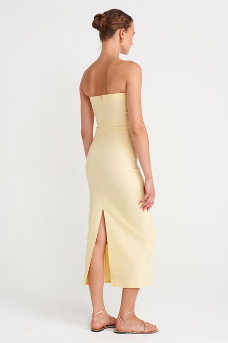 Strapless Bodycon Midi-jurk met Split - Image 2