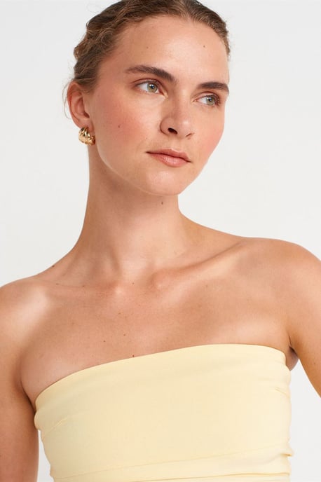 Strapless Bodycon Midi-jurk met Split - Image 3