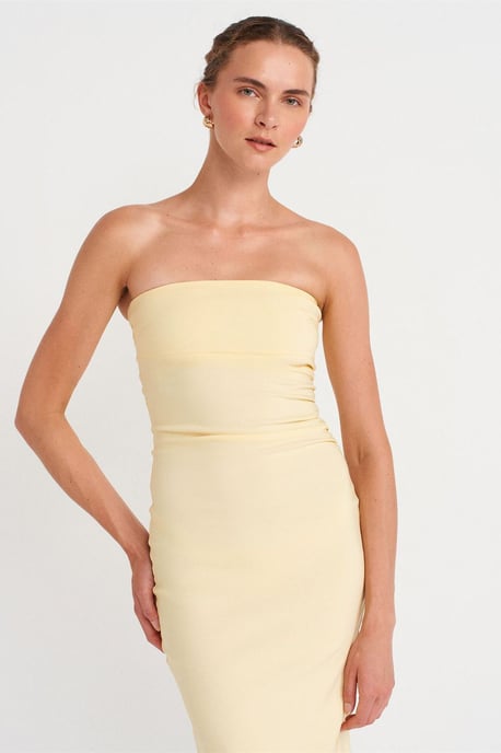Strapless Bodycon Midi-jurk met Split - Image 4