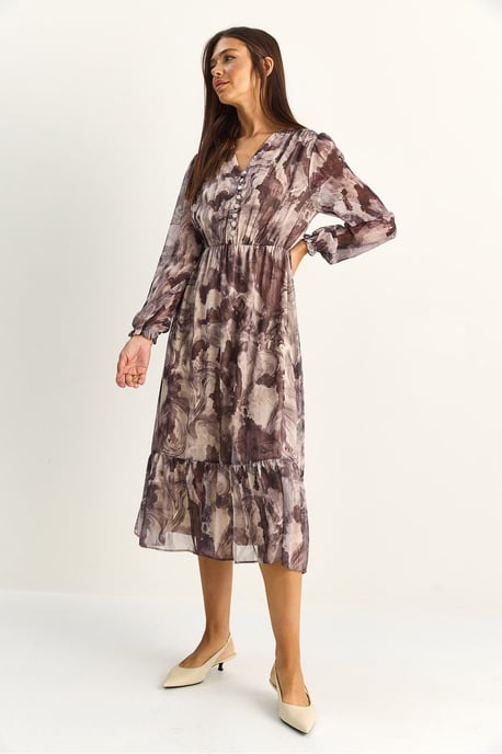 Paisley V-hals Midi Jurk - Image 4