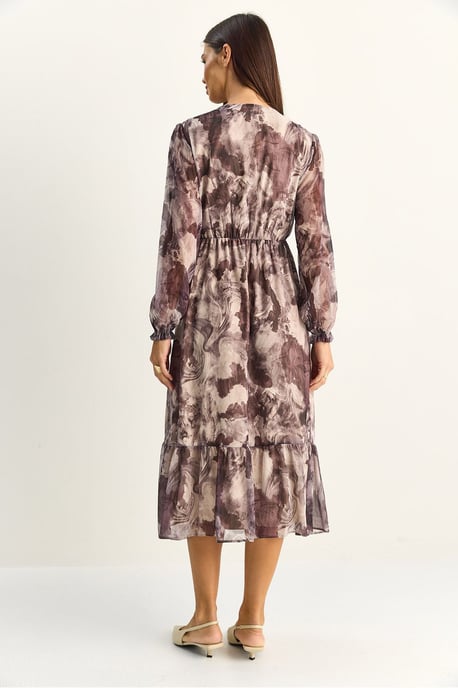 Paisley V-hals Midi Jurk - Image 6