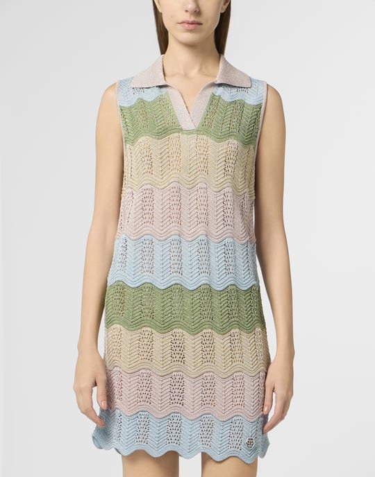 Polo Neck Mini Dress Color Wave - Image 2