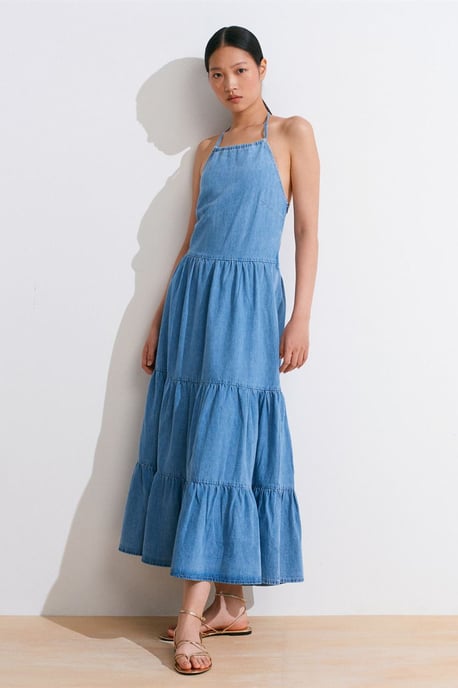 Dames Katoenen Denim Midi-jurk - Image 2