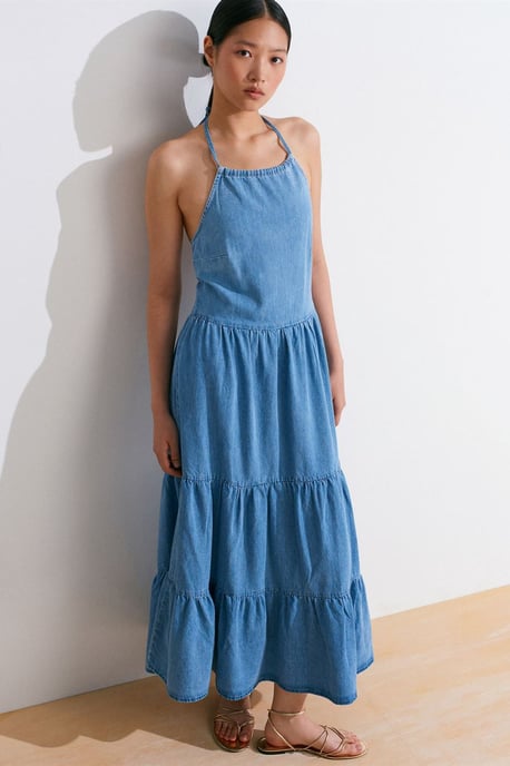 Dames Katoenen Denim Midi-jurk - Image 4