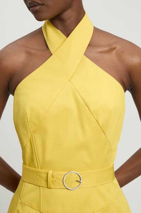 Tailored Cotton Sateen Pencil Belted Midi Dress - Image 2
