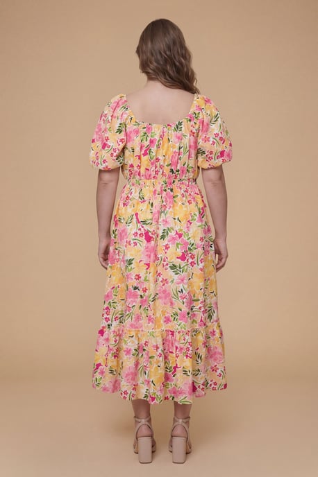 Plus Floral Poplin Twist Front Midi Dress - Image 3