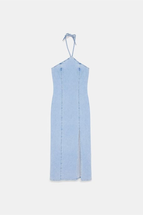 Halternek Midi Denim Jurk - Image 4