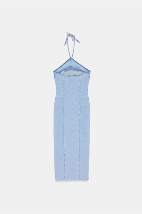 Halternek Midi Denim Jurk - Image 5