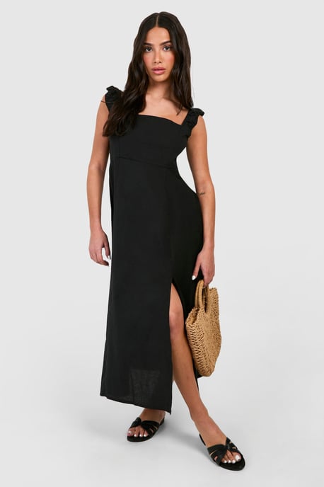 Petite Linen Look Midaxi Dress - Image 3
