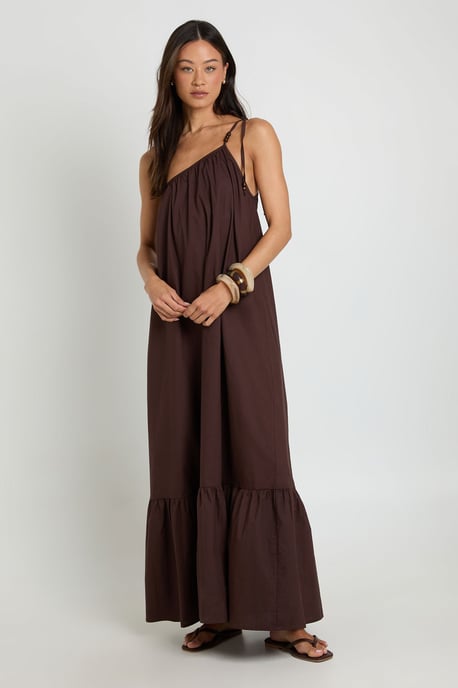 Tall Beaded Tie One Shoulder Smock Maxi Dress - Image 3
