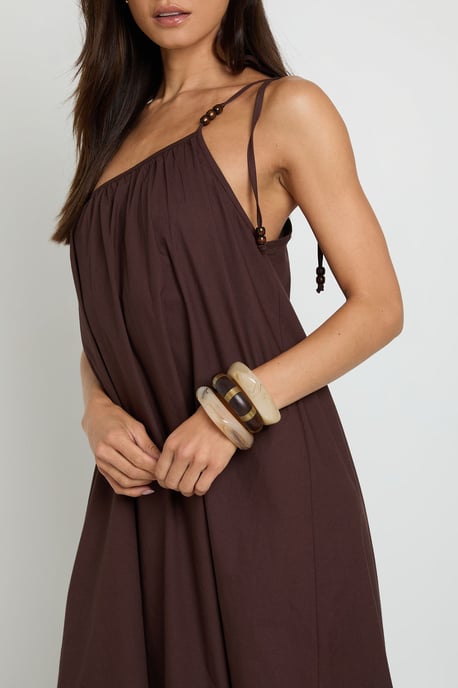 Tall Beaded Tie One Shoulder Smock Maxi Dress - Image 4