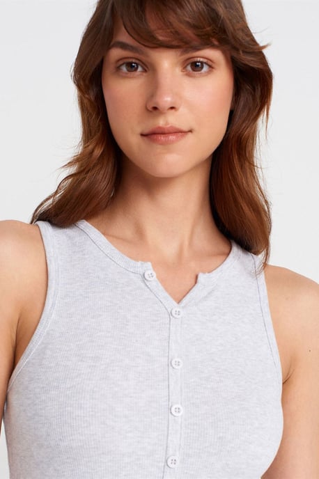 Geribbelde Katoenmix Mouwloze Maxi-jurk - Image 3
