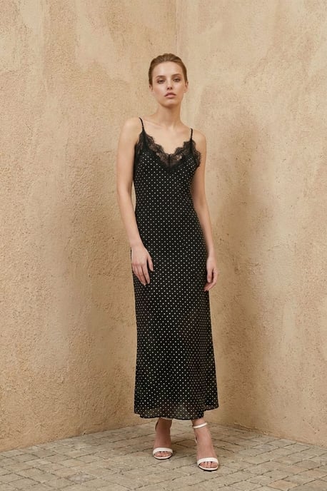 Kvinnors Polka Dot Chiffon Maxiklänning - Image 2