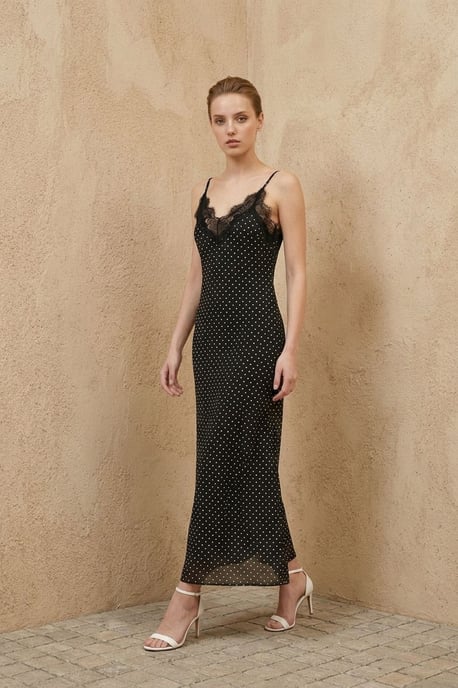 Kvinnors Polka Dot Chiffon Maxiklänning - Image 3