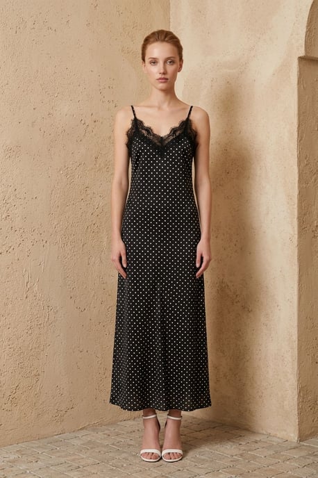 Kvinnors Polka Dot Chiffon Maxiklänning - Image 6