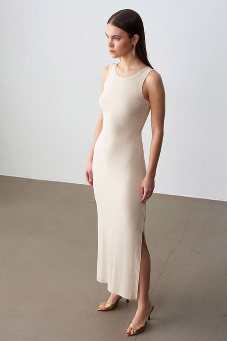 Geribbeld Mouwloos Bodycon Maxi Jurk - Image 4