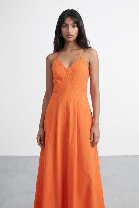 Seam Detail Strappy Full Skirt Midi Dress - Image 4