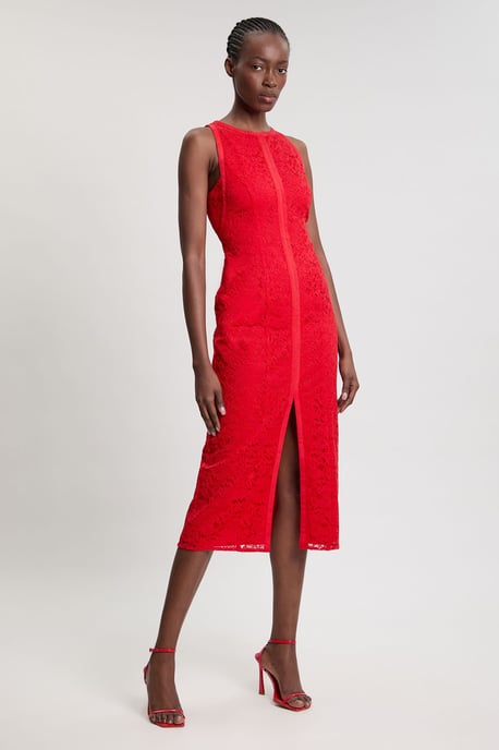Petite Lace Sleeveless Woven Midi Dress - Image 1