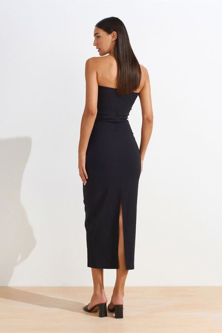 Strapless Bodycon Midi-jurk met Split - Image 2