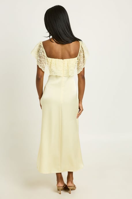 Lace Bardot Satin Midaxi Dress - Image 2