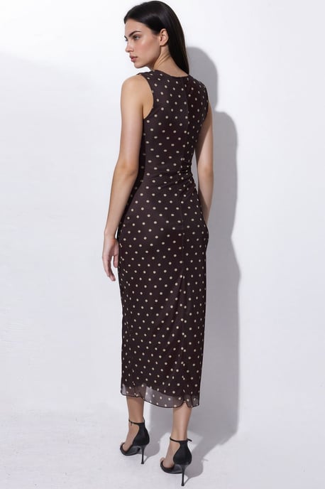 Gestipte Midi Tulle Jurk met Ronde Hals - Image 3