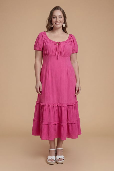 Plus Sweetheart Ruffle Tiered Hem Midi Dress - Image 1
