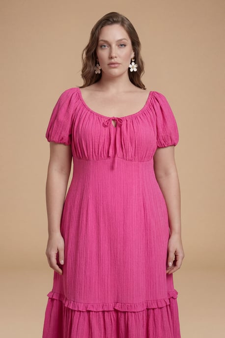 Plus Sweetheart Ruffle Tiered Hem Midi Dress - Image 2