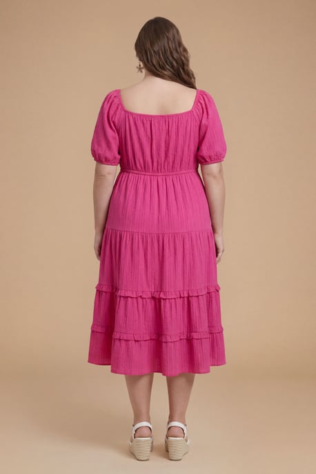 Plus Sweetheart Ruffle Tiered Hem Midi Dress - Image 3