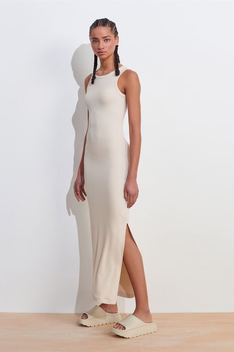 Ärm lös Bodycon Midi Klänning Med Sprund - Image 1