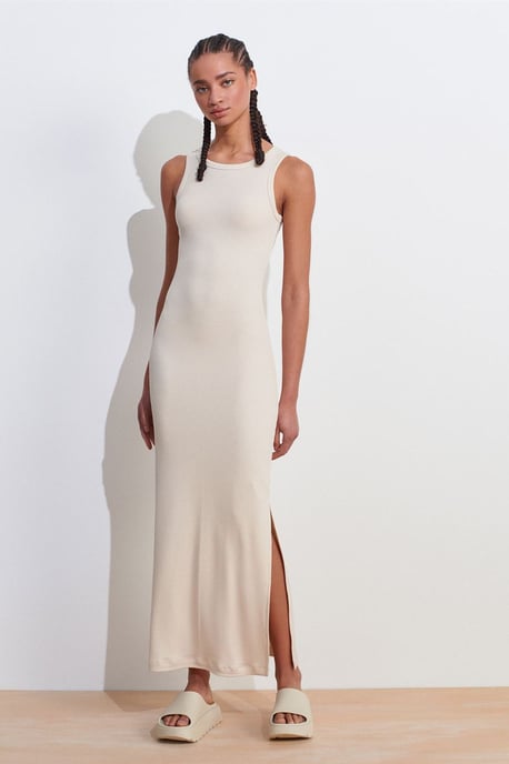 Ärm lös Bodycon Midi Klänning Med Sprund - Image 3