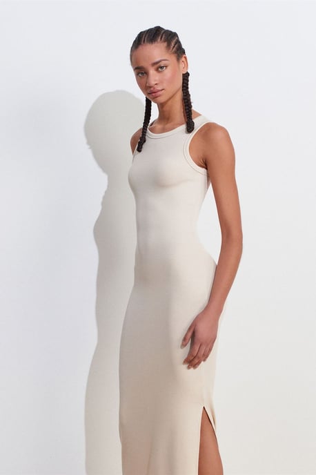 Ärm lös Bodycon Midi Klänning Med Sprund - Image 5