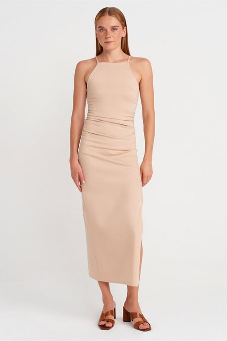 Bodycon Halterneck Midi Klänning Med Sprund - Image 4