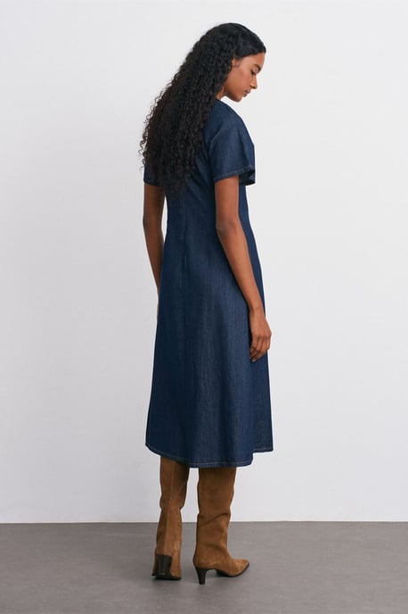 Katoenen Denim Midi A-lijn Jurk - Image 2