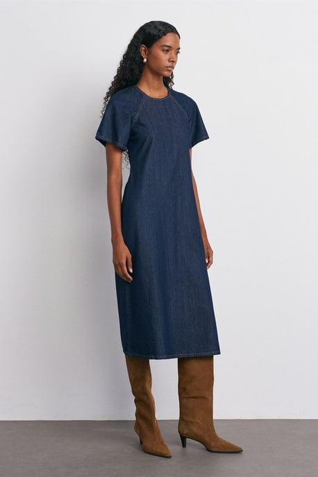 Katoenen Denim Midi A-lijn Jurk - Image 5