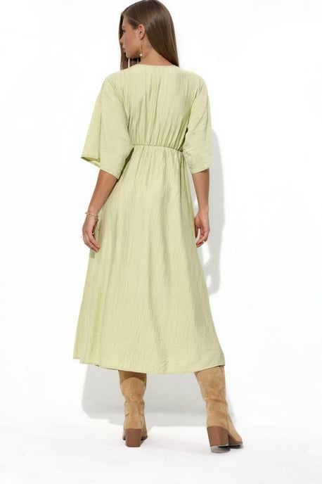 V-Neck Midi Wrap Dress with Three Quarter Sleeves - Image 3